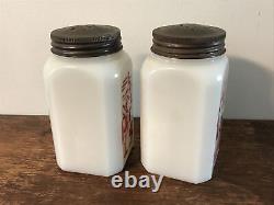 Vintage McKee Siesta Sombrero Sam Milk Glass Range Top Salt and Pepper Shakers