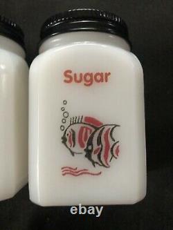 Vintage McKee Tipp City Fish Spice Shaker Set Salt Pepper Flour Sugar Shakers
