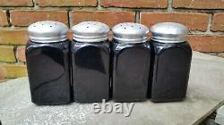 Vintage Mckee Large Deco Badge Black Salt Pepper Sugar Flour Range Shakers