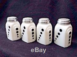 Vintage Mckee White With Black Dots Roman Arch Salt Pepper Flour Sugar Shakers