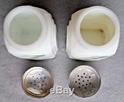 Vintage Mckee White With Green Dots Roman Arch Salt Pepper Shakers