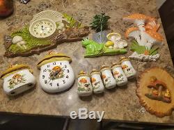 Vintage Merry Mushroom Set Clock Napkin Salt Pepper Hoda Miller Studio Lot 11