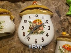 Vintage Merry Mushroom Set Clock Napkin Salt Pepper Hoda Miller Studio Lot 11