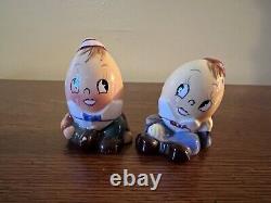 Vintage Miyao Japan Humpty Salt And Pepper Shakers Anthropomorphic Rare MCM