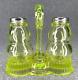 Vintage Mosser Glass Vaseline Salt and Pepper Shakers with Caddy/Tray