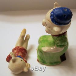 Vintage Mother Pig with Baby on Lap Salt and Pepper Shakers