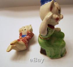 Vintage Mother Pig with Baby on Lap Salt and Pepper Shakers