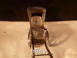 Vintage Movable Sterling Silver Chinese Japanese Rickshaw Salt & Pepper Shakers