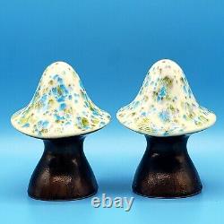 Vintage Mushroom Salt Pepper Shakers 1972 Blue Spotted Funky Hippy 70s Kitsch 4