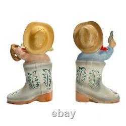 Vintage Napco Cowboy Cowgirl Western Rodeo Boot Hill Salt and Pepper Shakers