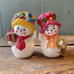 Vintage Napco Japan Christmas Snowman pair Salt and Pepper Shakers