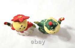 Vintage Norcrest Poinsettia Girl Christmas Tree Boy Salt & Pepper Shakers Japan