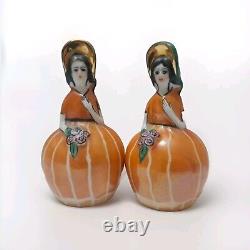 Vintage Noritake Southern Belle Salt & Pepper Shakers Rare Orange Deco Design