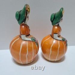 Vintage Noritake Southern Belle Salt & Pepper Shakers Rare Orange Deco Design