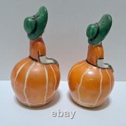 Vintage Noritake Southern Belle Salt & Pepper Shakers Rare Orange Deco Design