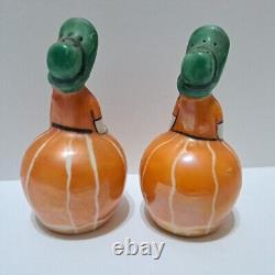 Vintage Noritake Southern Belle Salt & Pepper Shakers Rare Orange Deco Design