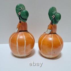 Vintage Noritake Southern Belle Salt & Pepper Shakers Rare Orange Deco Design