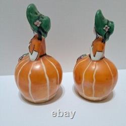 Vintage Noritake Southern Belle Salt & Pepper Shakers Rare Orange Deco Design