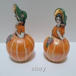 Vintage Noritake Southern Belle Salt & Pepper Shakers Rare Orange Deco Design