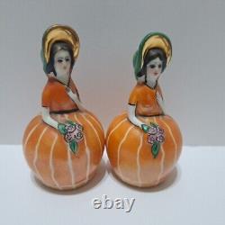 Vintage Noritake Southern Belle Salt & Pepper Shakers Rare Orange Deco Design