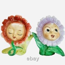 Vintage PY Anthropomorphic Flower Shakers Japan 1950s