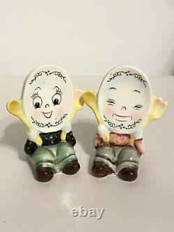 Vintage PY Anthropomorphic Plates And Silverware Salt And Pepper Shakers