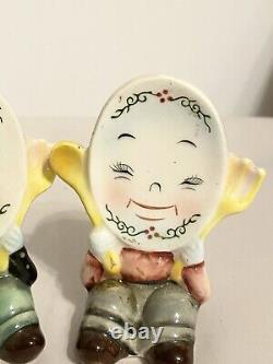 Vintage PY Anthropomorphic Plates And Silverware Salt And Pepper Shakers