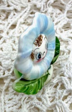 Vintage PY Blue Flower Face Anthropomorphic Salt and Pepper Shakers Japan