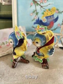 Vintage PY Bluebird Anthropomorphic Salt & Pepper Shakers B897