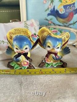 Vintage PY Bluebird Anthropomorphic Salt & Pepper Shakers B897