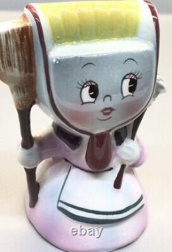 Vintage PY Japan Anthropomorphic Broom & Dust Pan Ladies Salt and Pepper Shakers