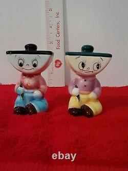Vintage PY Japan Ink Well Head Boy Salt & Pepper Shakers Set Anthropomorphic