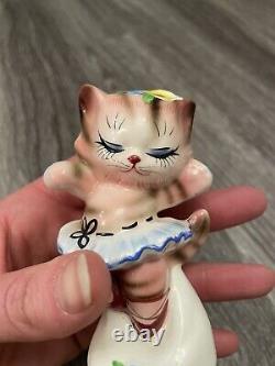 Vintage PY Miyao Japan Anthropomorphic Ballerina Cat Salt & Pepper Shakers