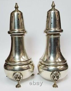 Vintage Pair of Sterling Silver Lion Face Legs Salt & Pepper Shakers Shaker