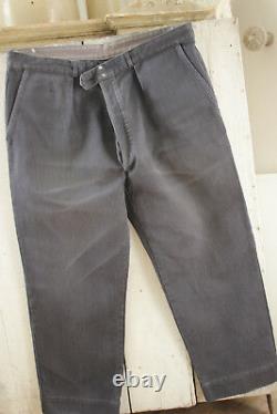 Vintage Pants French Work wear salt & pepper Chore trousers 42 inch waist 1930's