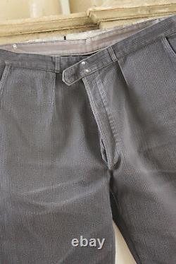 Vintage Pants French Work wear salt & pepper Chore trousers 42 inch waist 1930's