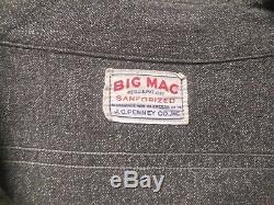 Vintage Rare Big Mac 1950's Salt And Pepper sanforized Work Shirt Medium