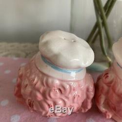 Vintage Rare Lefton Japan Pink Poodle Chef Salt And Pepper Shakers