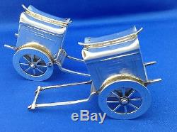 Vintage Rare Sterling Silver Rickshaw Salt & Pepper Shakers