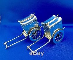 Vintage Rare Sterling Silver Rickshaw Salt & Pepper Shakers