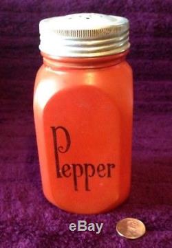 Vintage Red Fire King Coffee Tea Salt Pepper Glass Jar Set
