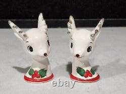Vintage Rudolph the Red Nosed Reindeer Christmas Salt and Pepper Shakers 50/296