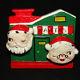 Vintage SANTA & MRS CLAUS SALT PEPPER & NAPKIN HOLDER Workshop for Christmas