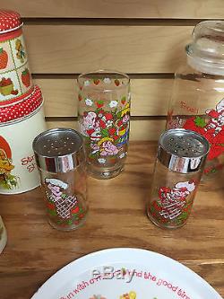 Vintage STRAWBERRY SHORTCAKE COLLECTION Cups Glasses Candles Plates Salt Pepper