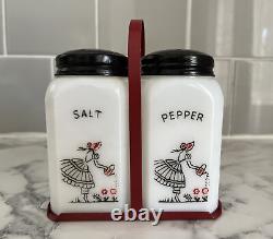 Vintage Salt & Pepper Shaker Set Tipp City McKee Watering Can Lady Girl