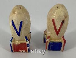 Vintage Salt and Pepper Shakers Chalk Ware BOMBS Victory WWII RARE Morse Code