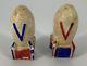 Vintage Salt and Pepper Shakers Chalk Ware BOMBS Victory WWII RARE Morse Code