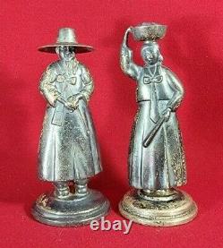 Vintage Sterling Silver Japanese Figural Man & Woman Salt and Pepper Shaker Set