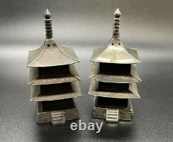 Vintage Sterling Silver Pagoda Salt & Pepper Shakers