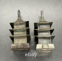 Vintage Sterling Silver Pagoda Salt & Pepper Shakers